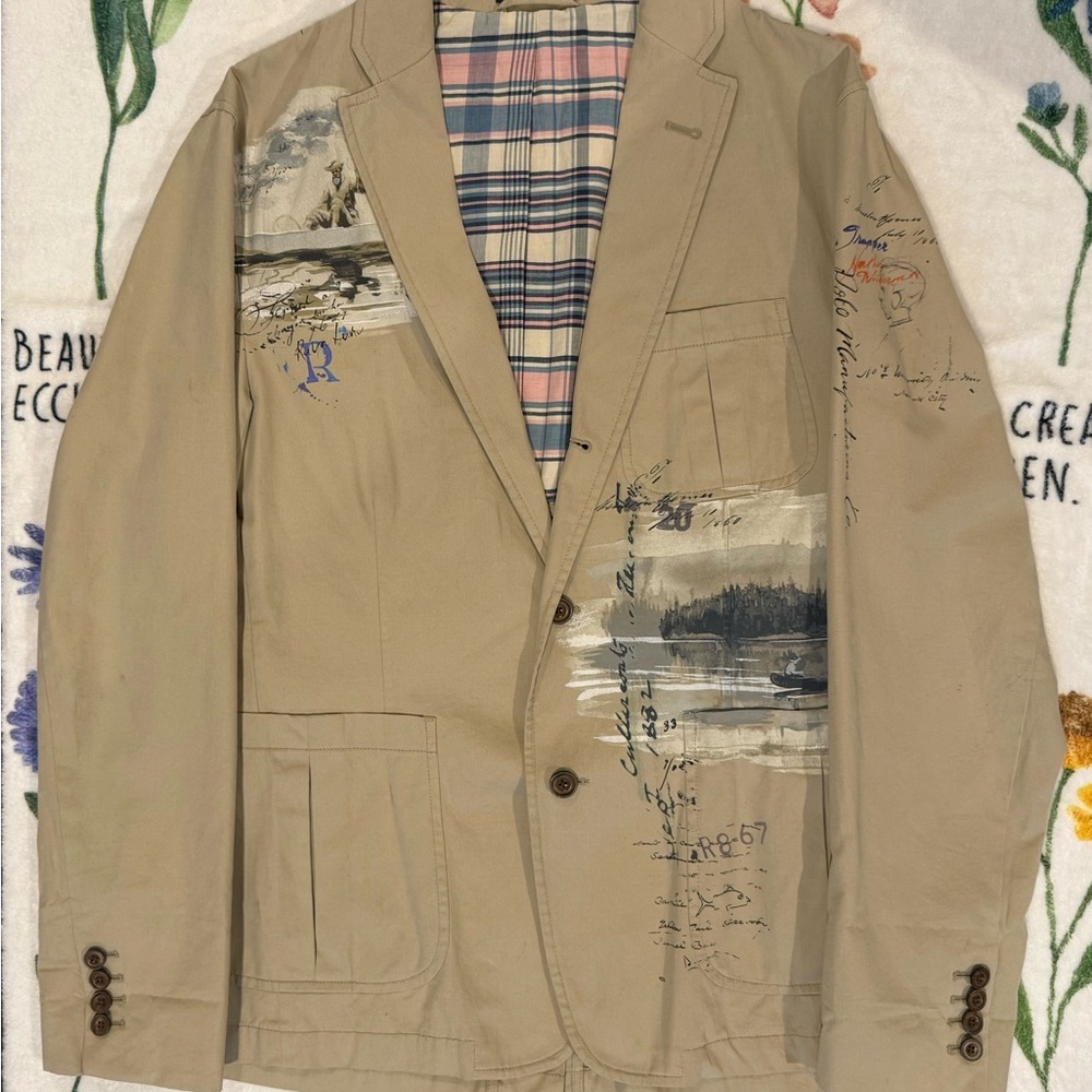 Polo by Ralph Lauren Tan Jacket with Artistic Print